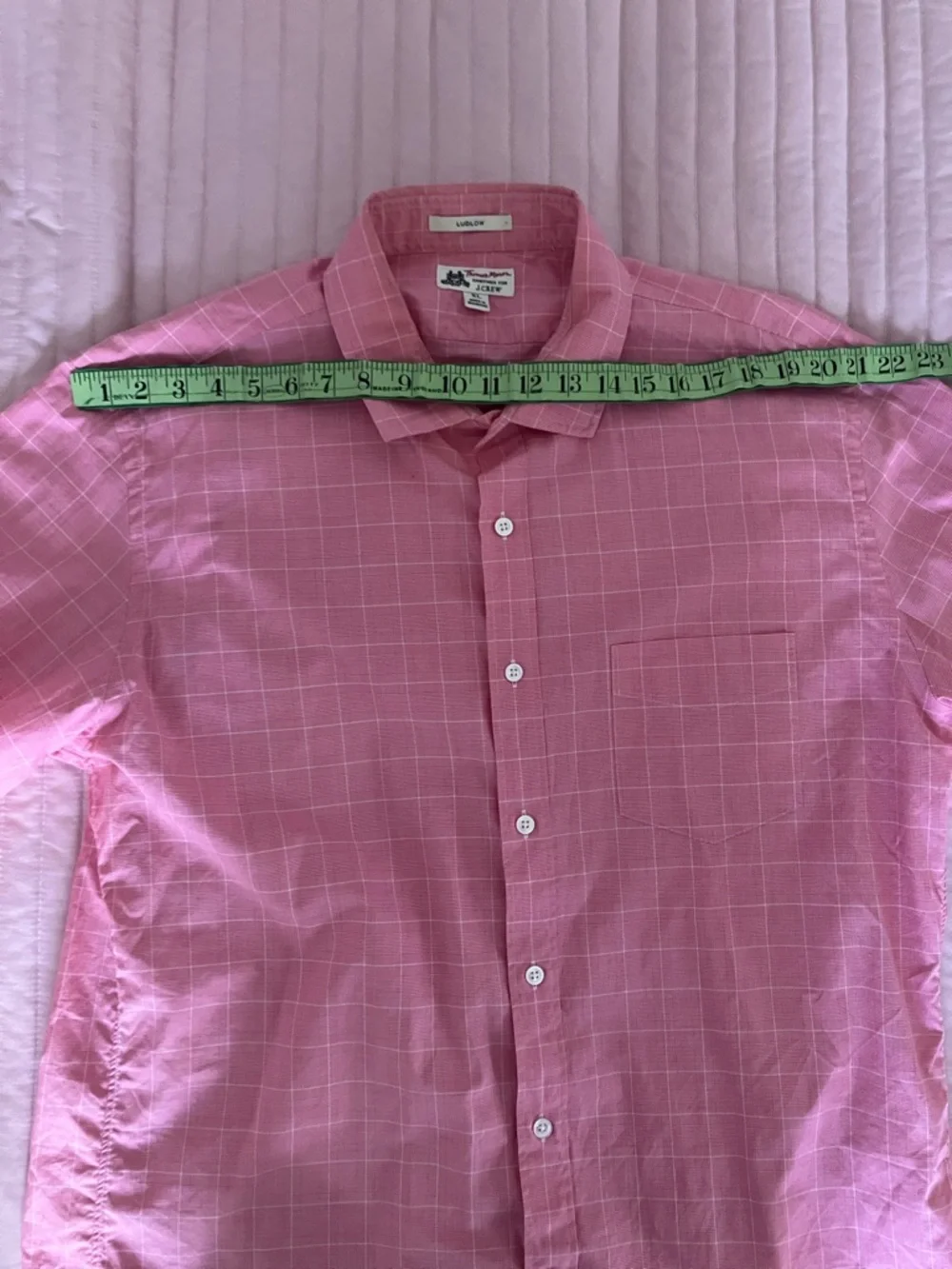 Thomas Mason Shirtings for J.Crew Ludlow style XL pink windowpane cotton shirt